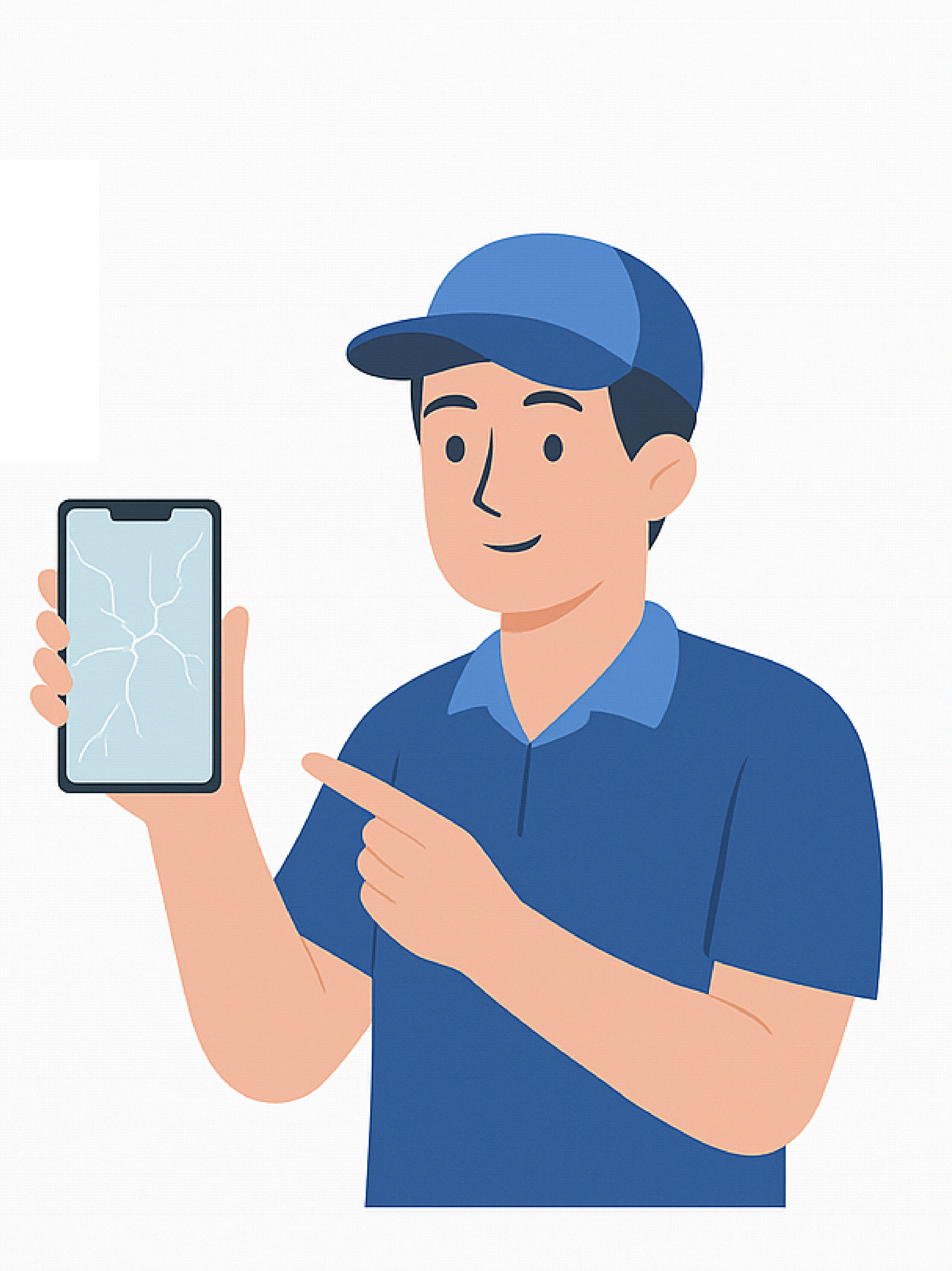 Técnico mostrando celular