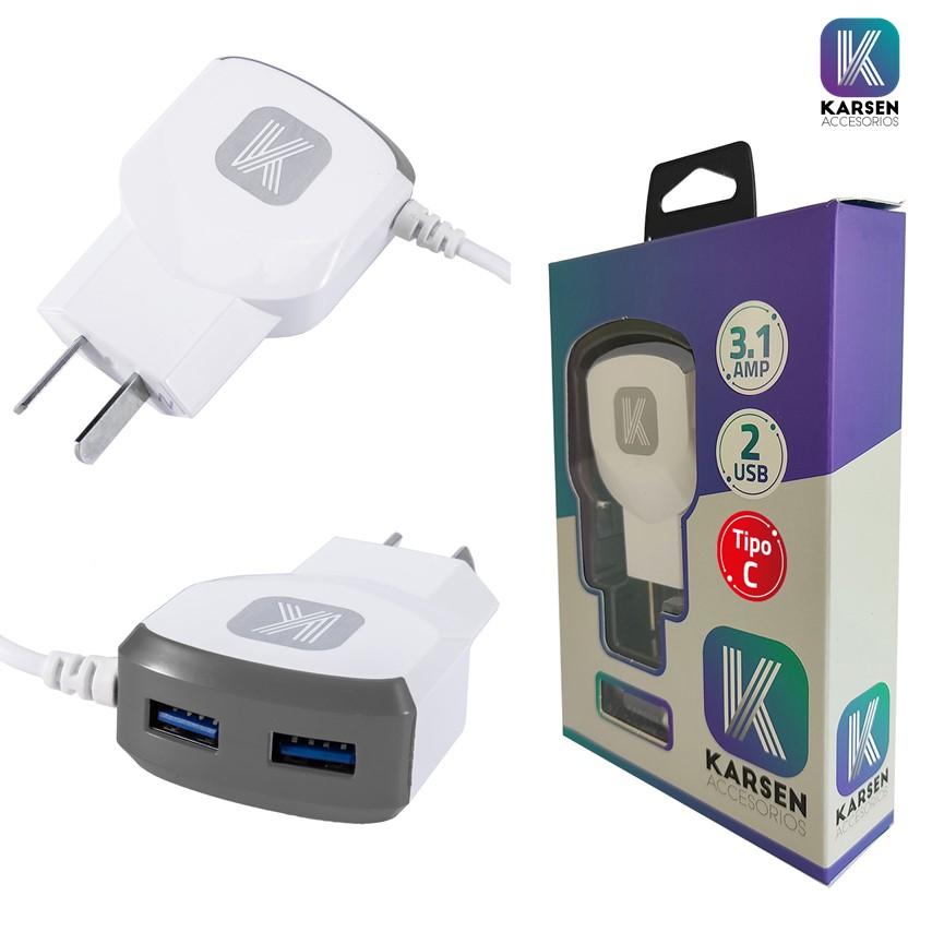 CARGADOR 220V TYPE C 3.1 AMP - KARSEN TC01 BLANCO 7399