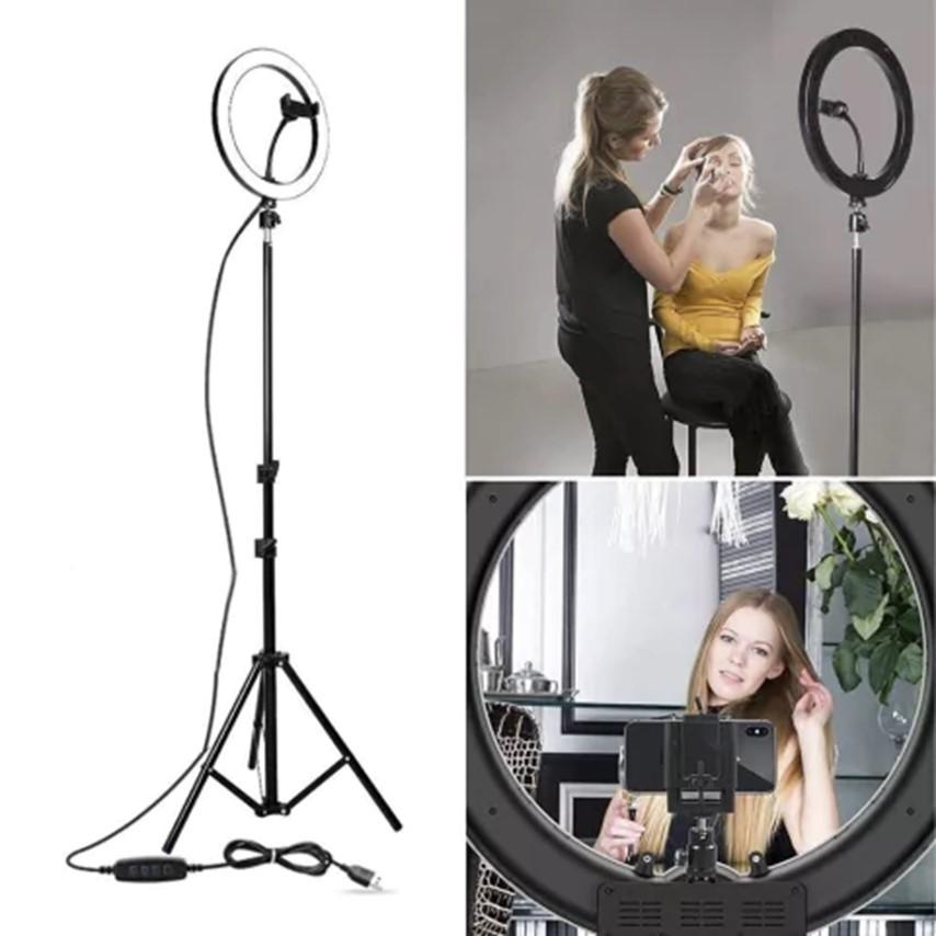 ARO DE LED 12" QX-300 BLANCO FRIO Y CALIDO (30CM) 6W CON TRIPODE 2.1 MTS